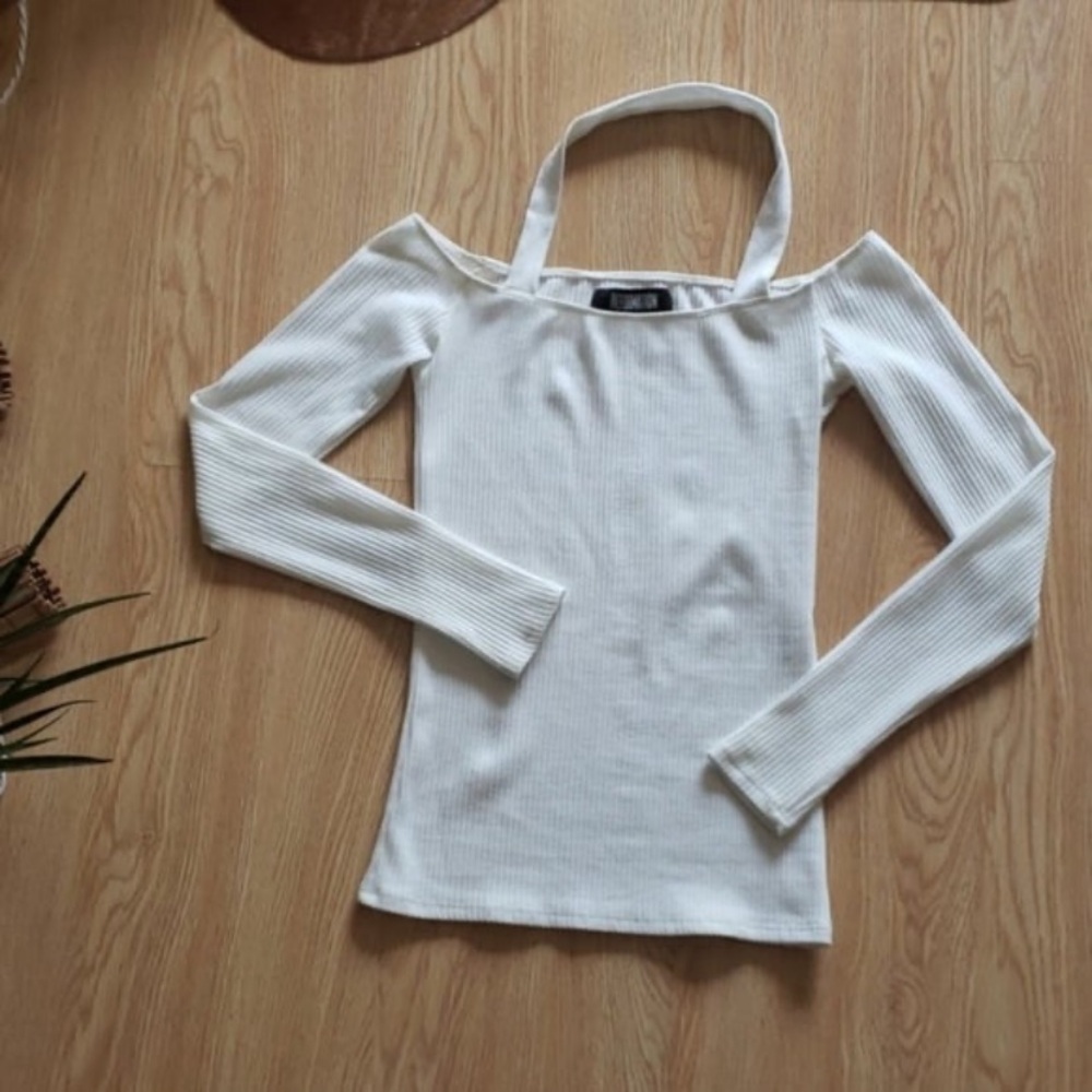 Reformation Ribbed White Long Sleeve